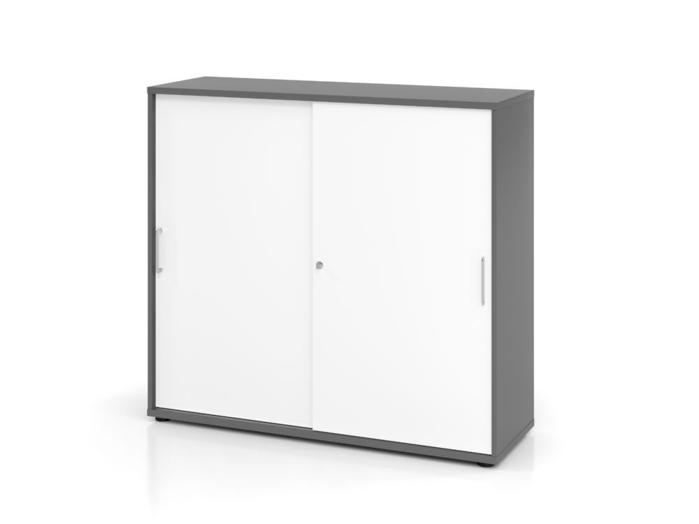 Hammerbacher Schiebetürschrank Graphit Weiß 3OH 120 x 40 x 110 cm BS Produktbild Hammerbacher Schiebetürschrank Graphit Weiß 3OH 120 x 40 x 110 cm BS