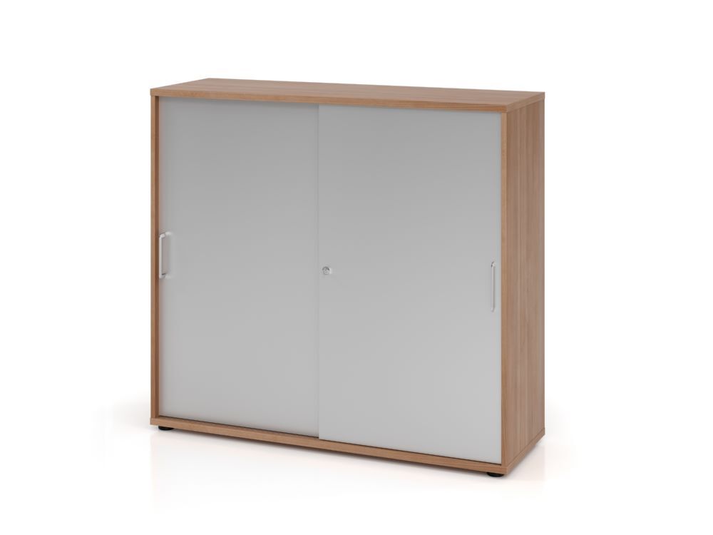 Hammerbacher Schiebetürschrank BS 3OH 120 x 110 cm Nussbaum Silber Produktbild Hammerbacher Schiebetürschrank BS 3OH 120 x 110 cm Nussbaum Silber