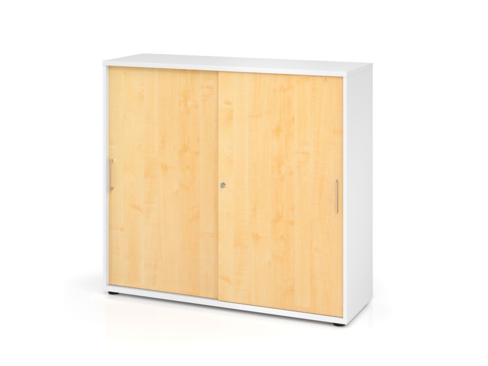 Hammerbacher Schiebetürschrank 3OH 120 x 40 x 110 cm BS Weiß und Ahorn Produktbild Hammerbacher Schiebetürschrank 3OH 120 x 40 x 110 cm BS Weiß und Ahorn