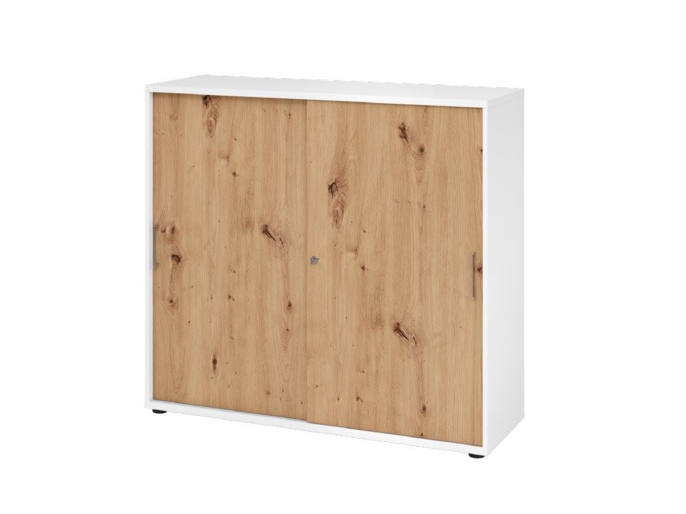 Hammerbacher Schiebetürschrank 3OH 120 cm BS Weiß Asteiche Produktbild Hammerbacher Schiebetürschrank 3OH 120 cm BS Weiß Asteiche