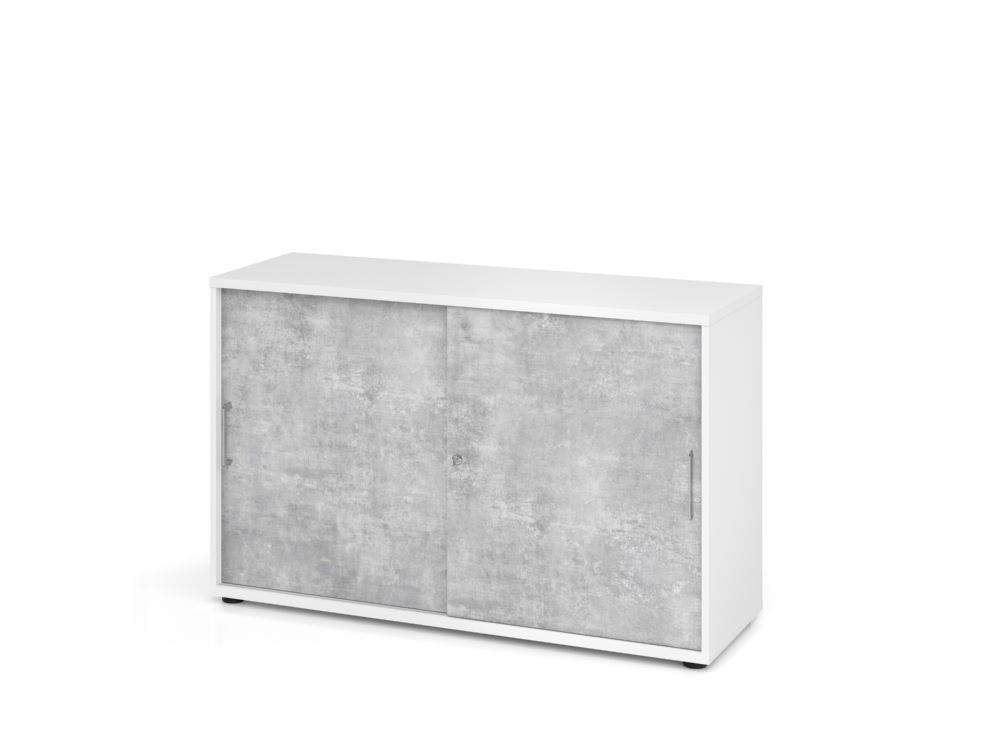 Hammerbacher Schiebetürschrank BS Weiß Beton 2OH 120 x 74,8 cm Produktbild Hammerbacher Schiebetürschrank BS Weiß Beton 2OH 120 x 74,8 cm