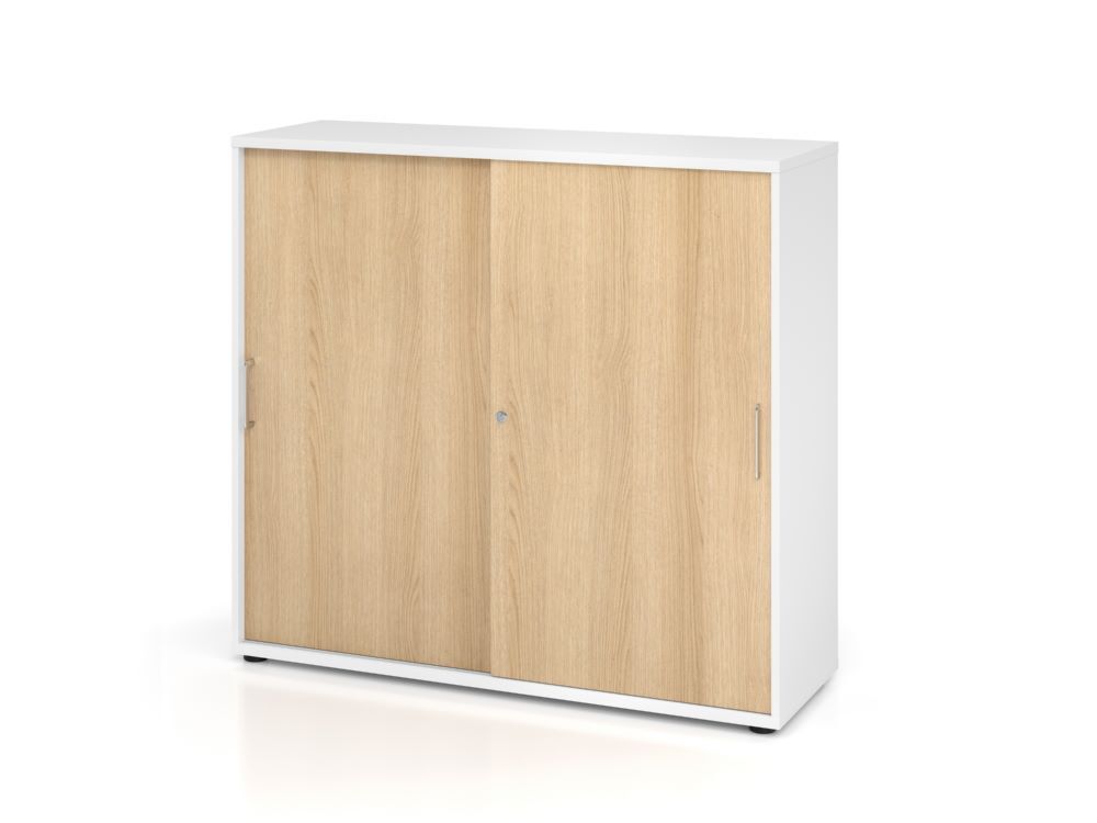 Hammerbacher Schiebetürschrank 120 x 40 x 110 cm 3OH BS Weiß Eiche
