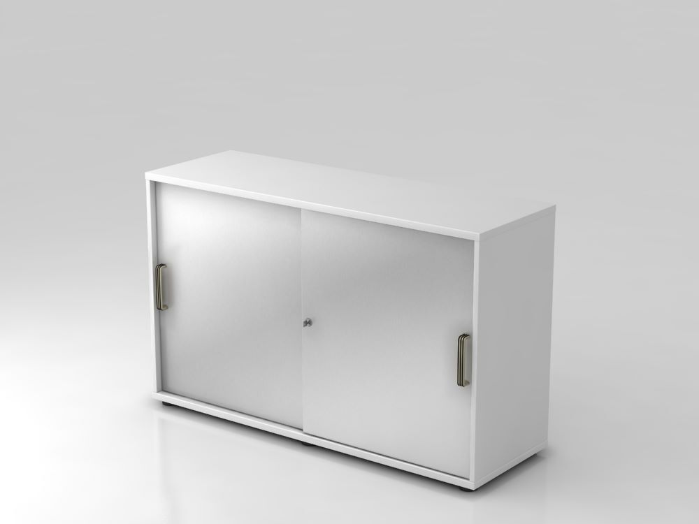 Hammerbacher Schiebetürschrank 120 x 40 x 74,8 cm 2OH SG Farbe Weiß Silber Produktbild Hammerbacher Schiebetürschrank 120 x 40 x 74,8 cm 2OH SG Farbe Weiß Silber