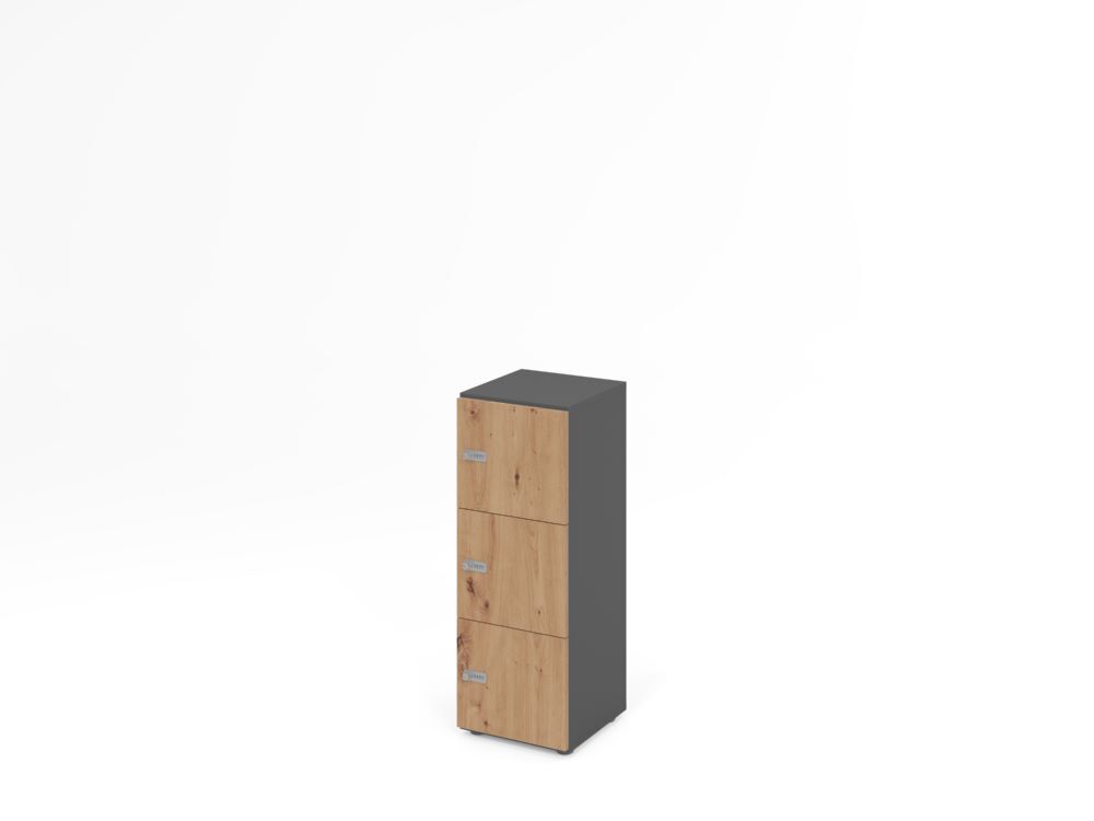 Produktbild Hammerbacher Schliessfachschrank 3OH Graphit/Asteiche mit 3 x Zahlenschloss