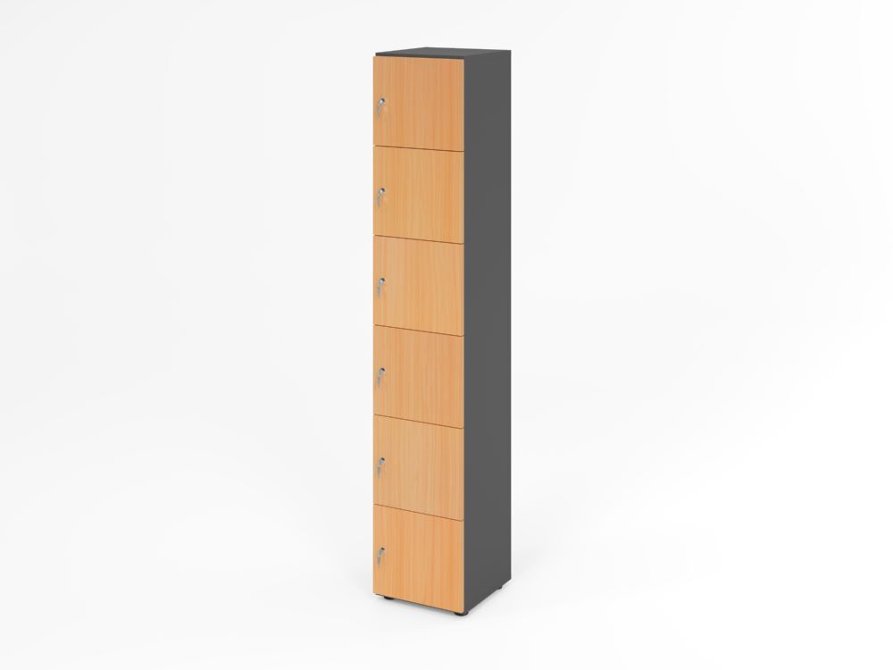 Produktbild Hammerbacher Schliessfachschrank 6OH Graphit/Buche mit 6 x Drehschloss