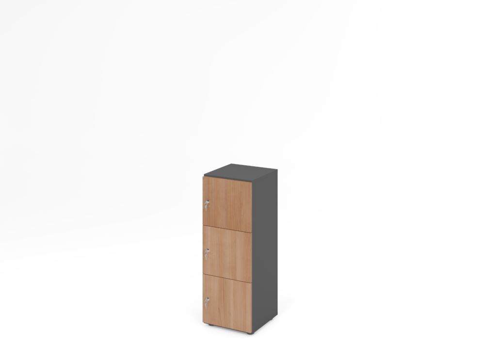Produktbild Hammerbacher Schliessfachschrank 3OH Graphit/Nussbaum mit 3 x Drehschloss