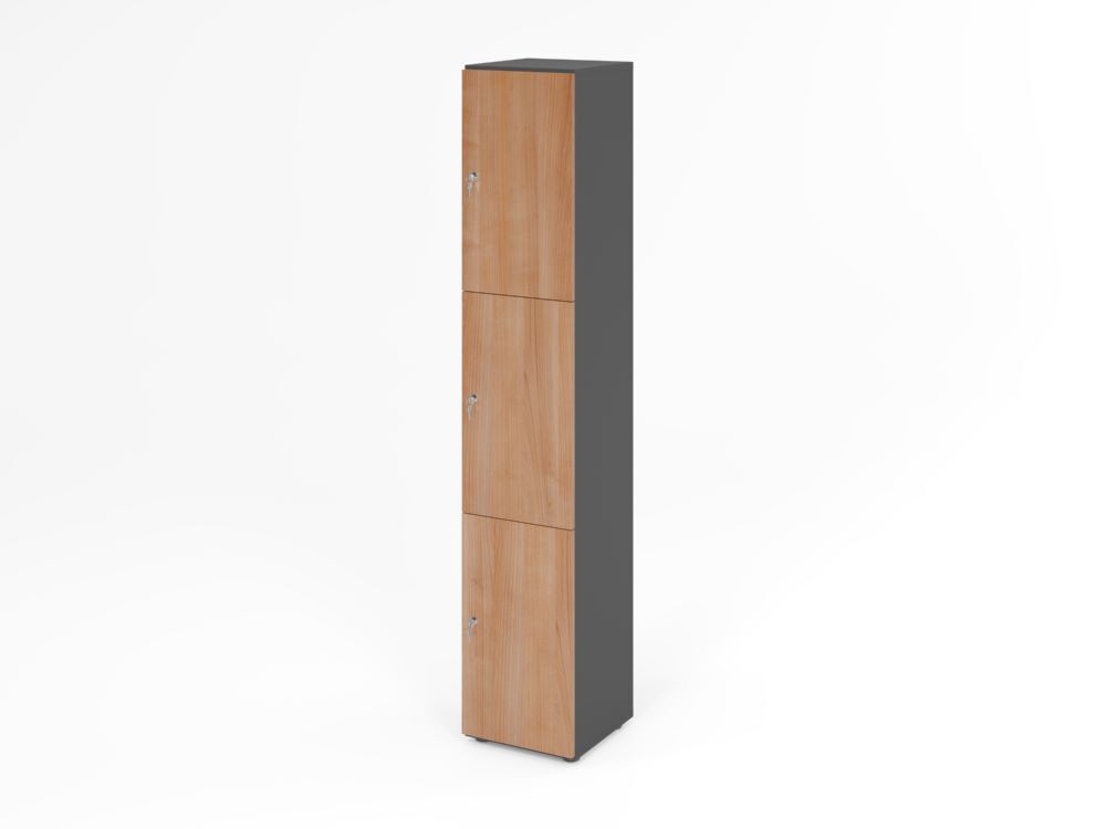 Produktbild Hammerbacher Schliessfachschrank 6OH Graphit/Nussbaum mit 3 x Drehschloss