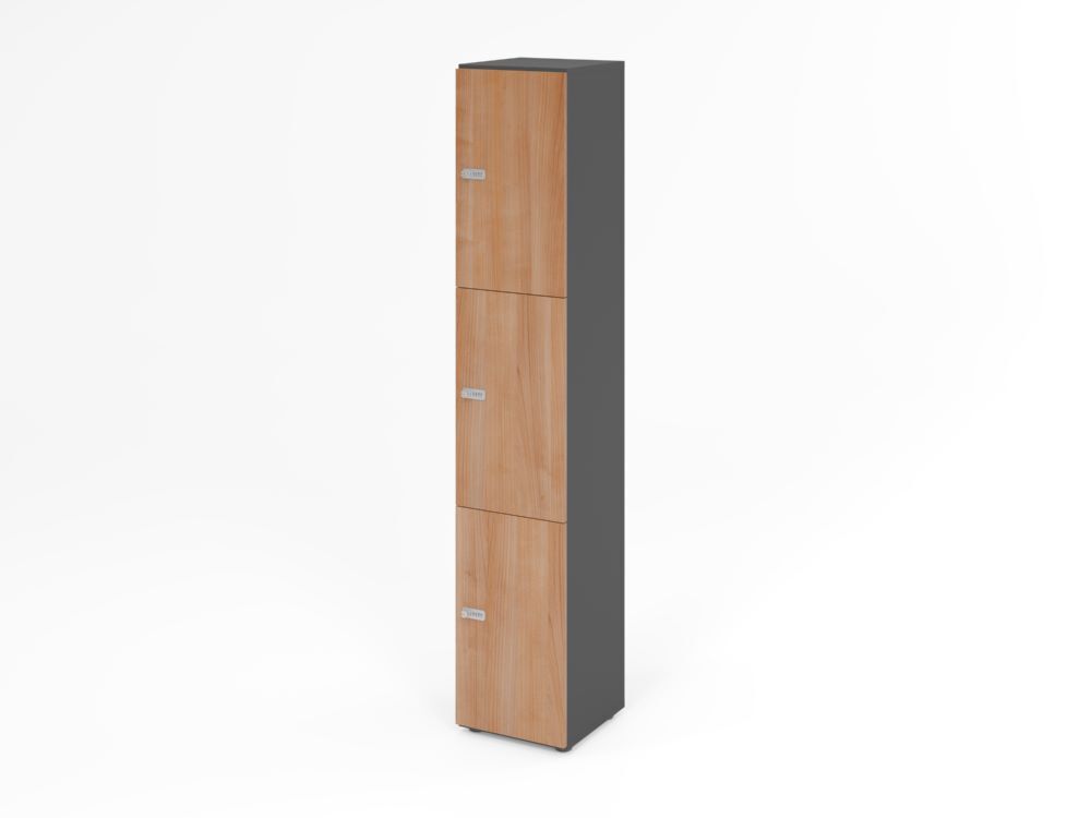 Produktbild Hammerbacher Schliessfachschrank 6OH Graphit/Nussbaum mit 3 x Zahlenschloss