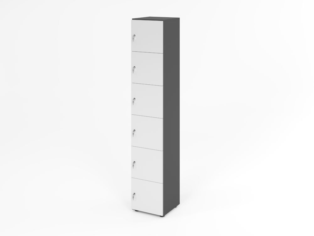 Produktbild Hammerbacher Schliessfachschrank 6OH Graphit/Weiss mit 6 x Drehschloss