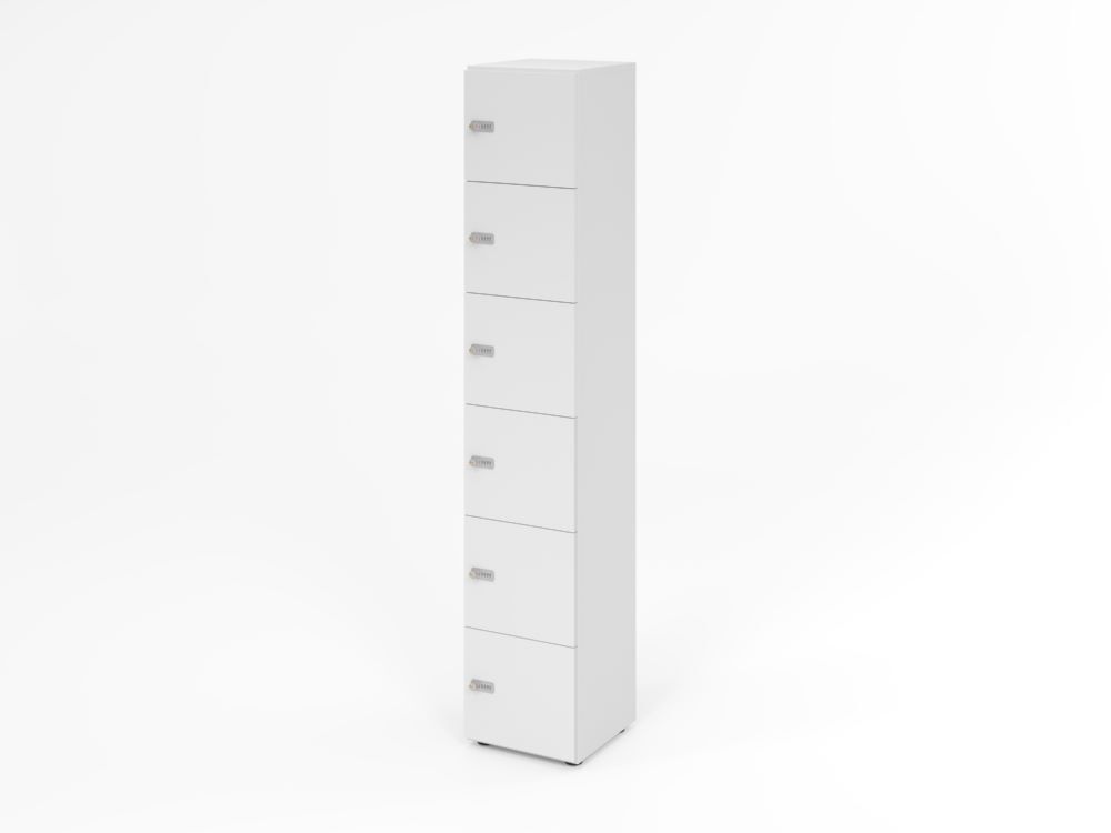 Produktbild Hammerbacher Schliessfachschrank 6OH Weiss mit 6 x Zahlenschloss