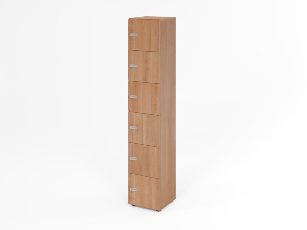 Produktbild Hammerbacher Schliessfachschrank 6OH Nussbaum mit 6 x Zahlenschloss