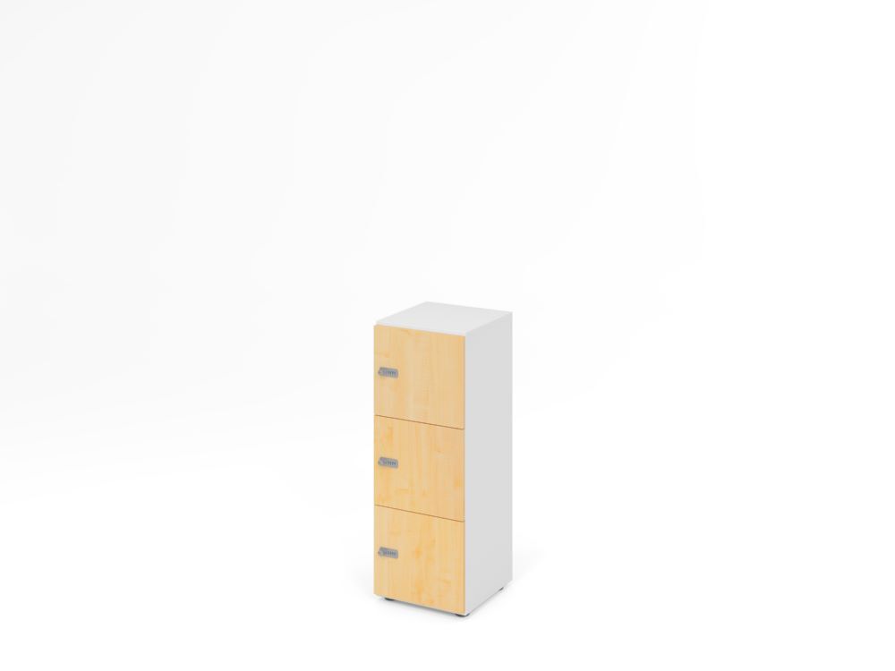 Produktbild Hammerbacher Schliessfachschrank 3OH Weiss/Ahorn mit 3 x Zahlenschloss