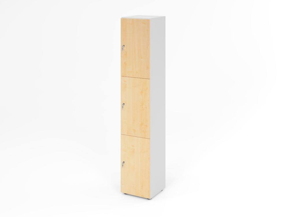 Produktbild Hammerbacher Schliessfachschrank 6OH Weiss/Ahorn mit 3 x Drehschloss