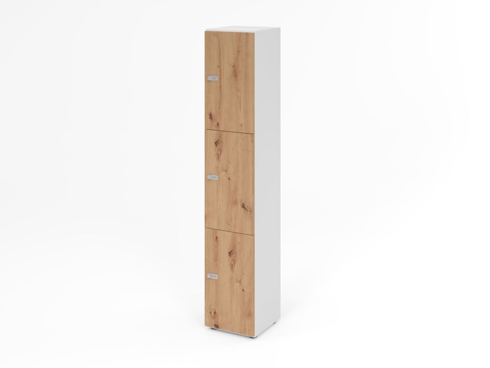 Produktbild Hammerbacher Schliessfachschrank 6OH Weiss/Asteiche mit 3 x Zahlenschloss