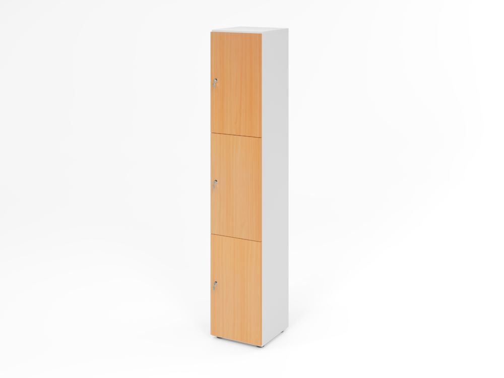 Produktbild Hammerbacher Schliessfachschrank 6OH Weiss/Buche mit 3 x Drehschloss