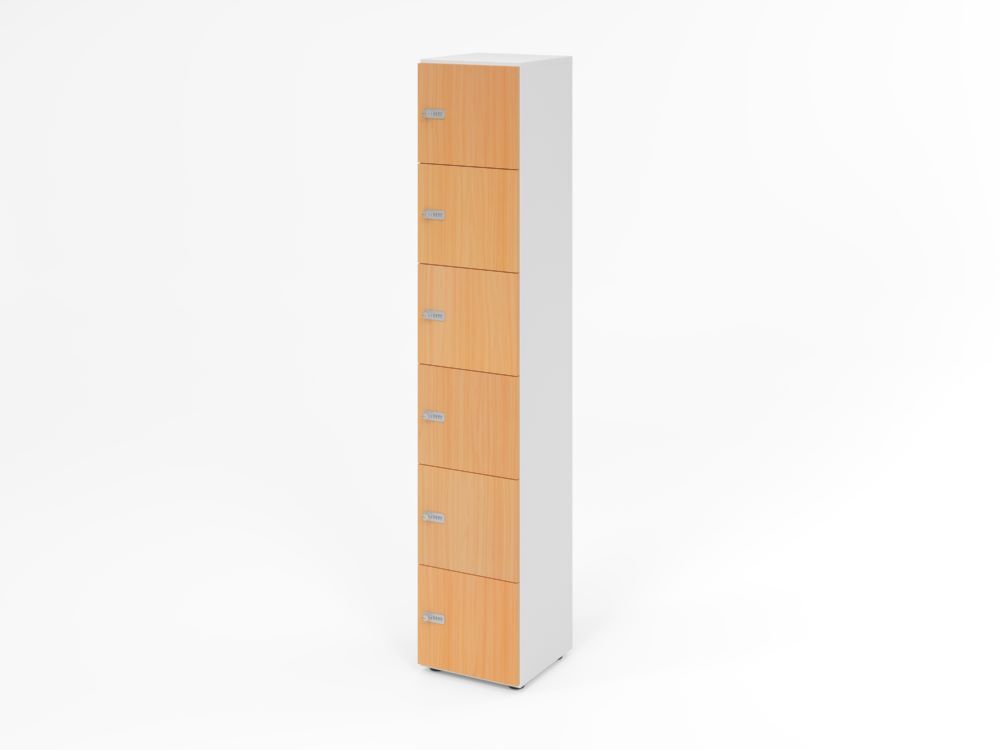 Produktbild Hammerbacher Schliessfachschrank 6OH Weiss/Buche mit 6 x Zahlenschloss