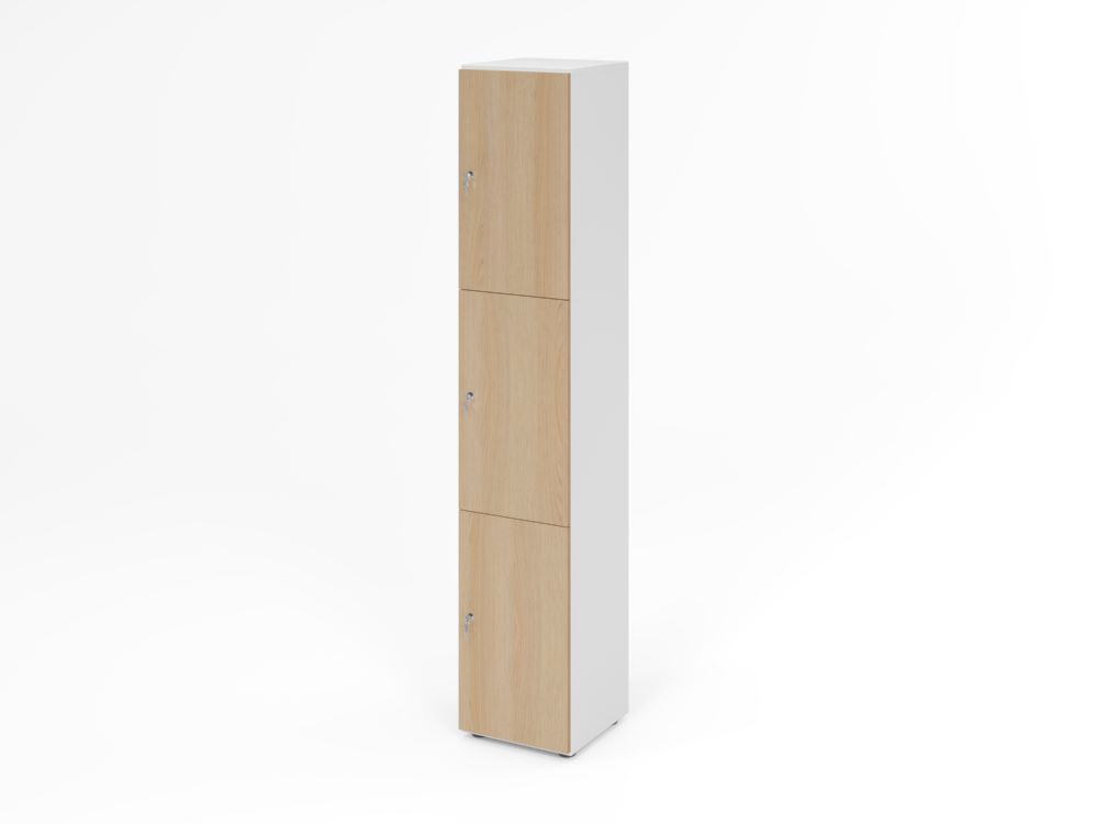 Produktbild Hammerbacher Schliessfachschrank 6OH Weiss/Eiche mit 3 x Drehschloss