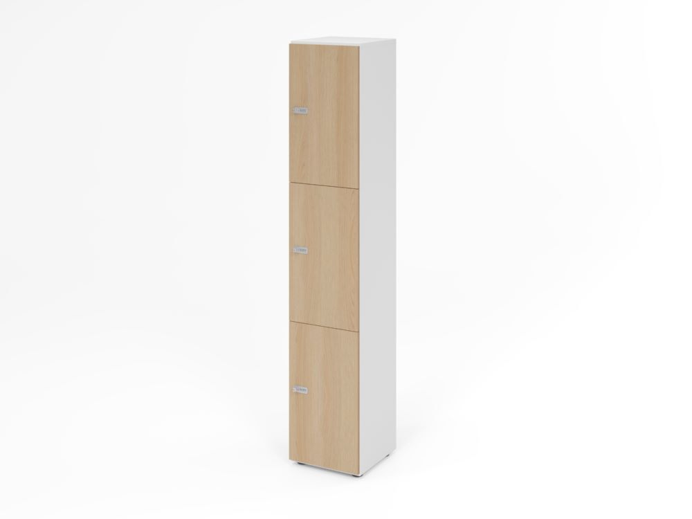 Produktbild Hammerbacher Schliessfachschrank 6OH Weiss/Eiche mit 3 x Zahlenschloss