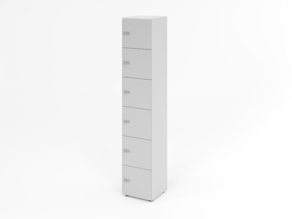 Produktbild Hammerbacher Schliessfachschrank 6OH Weiss/Grau mit 6 x Zahlenschloss