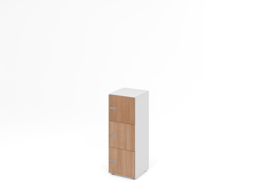 Produktbild Hammerbacher Schliessfachschrank 3OH Weiss/Nussbaum mit 3 x Zahlenschloss