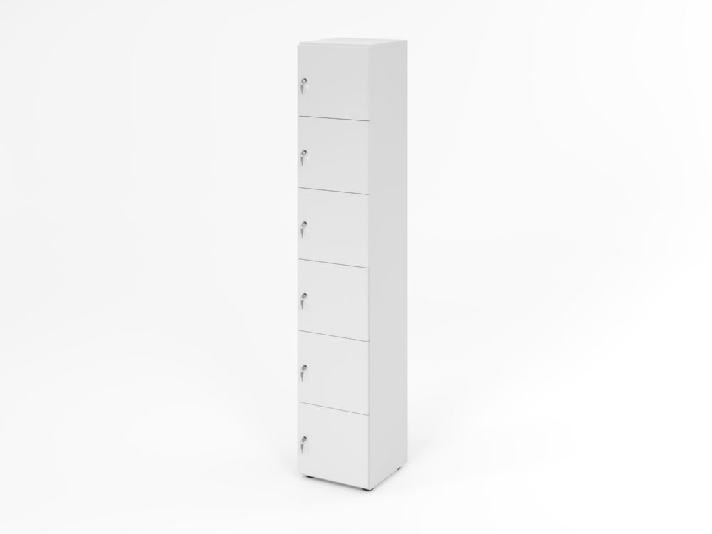 Produktbild Hammerbacher Schliessfachschrank 6OH Weiss mit 6 x Drehschloss