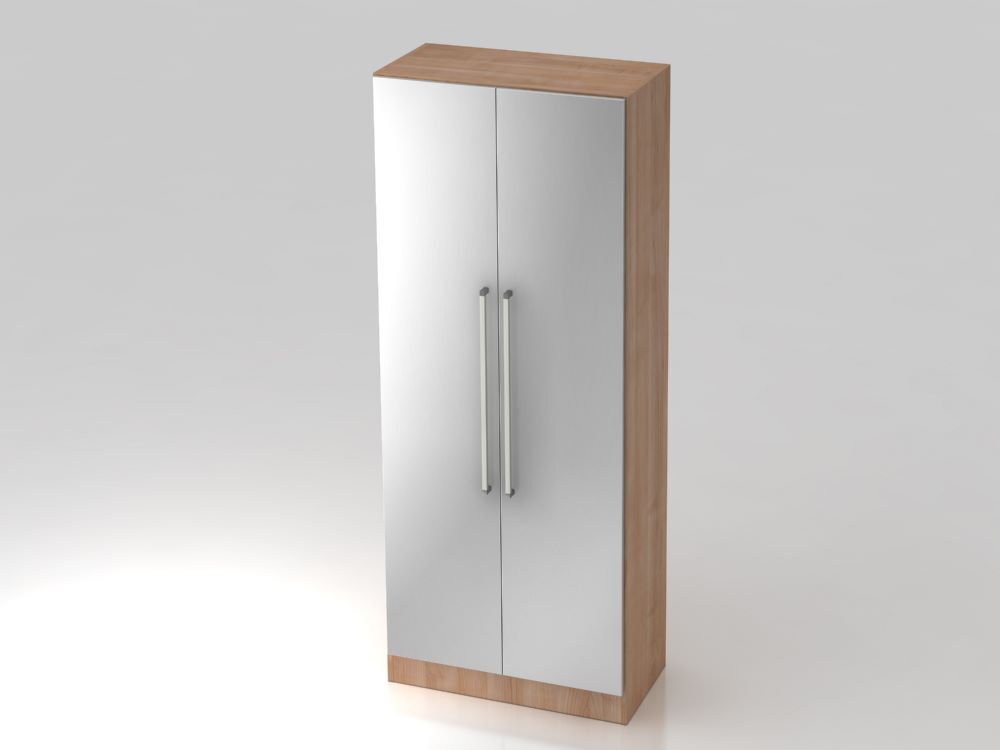 Hammerbacher Flügelschrank 5OH mit Sockelblende CE Korpus Nussbaum / Front Silber 200,4 Höhe Produktbild Hammerbacher Flügelschrank 5OH mit Sockelblende CE Korpus Nussbaum / Front Silber 200,4 Höhe