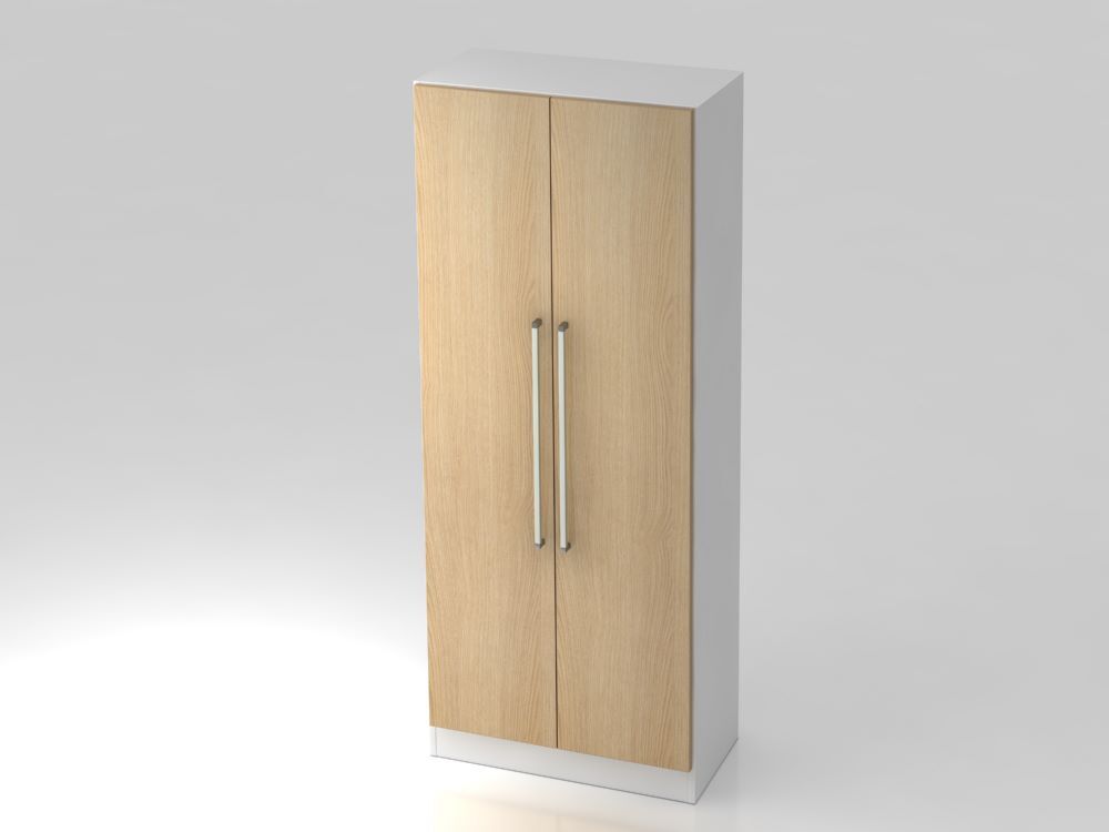 Hammerbacher Flügelschrank 5OH mit Sockelblende CE Weiß / Eiche 80 x 42 x 200,4 cm Produktbild Hammerbacher Flügelschrank 5OH mit Sockelblende CE Weiß / Eiche 80 x 42 x 200,4 cm