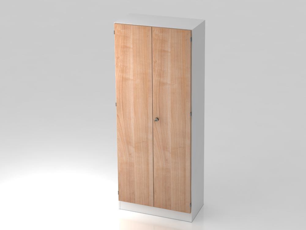 Hammerbacher Flügelschrank 5OH mit Sockelblende SG Weiß / Nussbaum B 80 x 42 x H 200,4 cm Produktbild Hammerbacher Flügelschrank 5OH mit Sockelblende SG Weiß / Nussbaum B 80 x 42 x H 200,4 cm