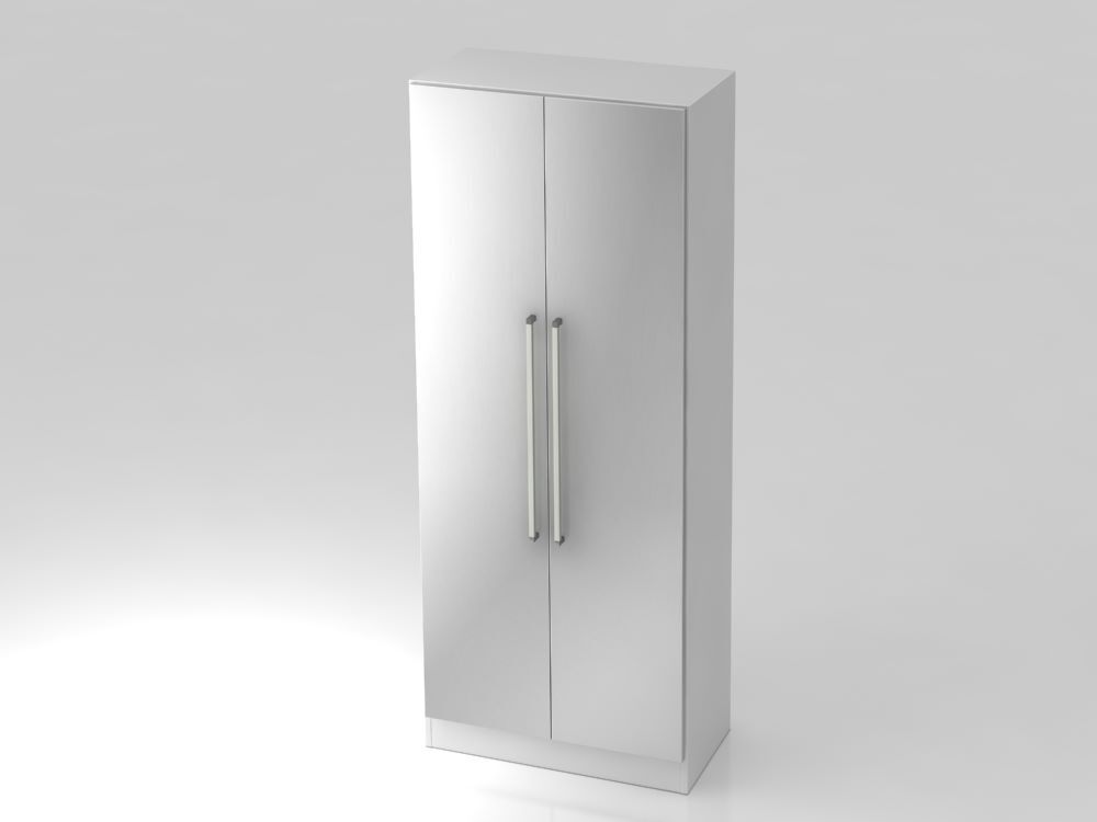 Hammerbacher Flügelschrank 5OH mit Sockelblende CE Korpus Weiß / Front Silber Höhe 200,4 cm Produktbild Hammerbacher Flügelschrank 5OH mit Sockelblende CE Korpus Weiß / Front Silber Höhe 200,4 cm
