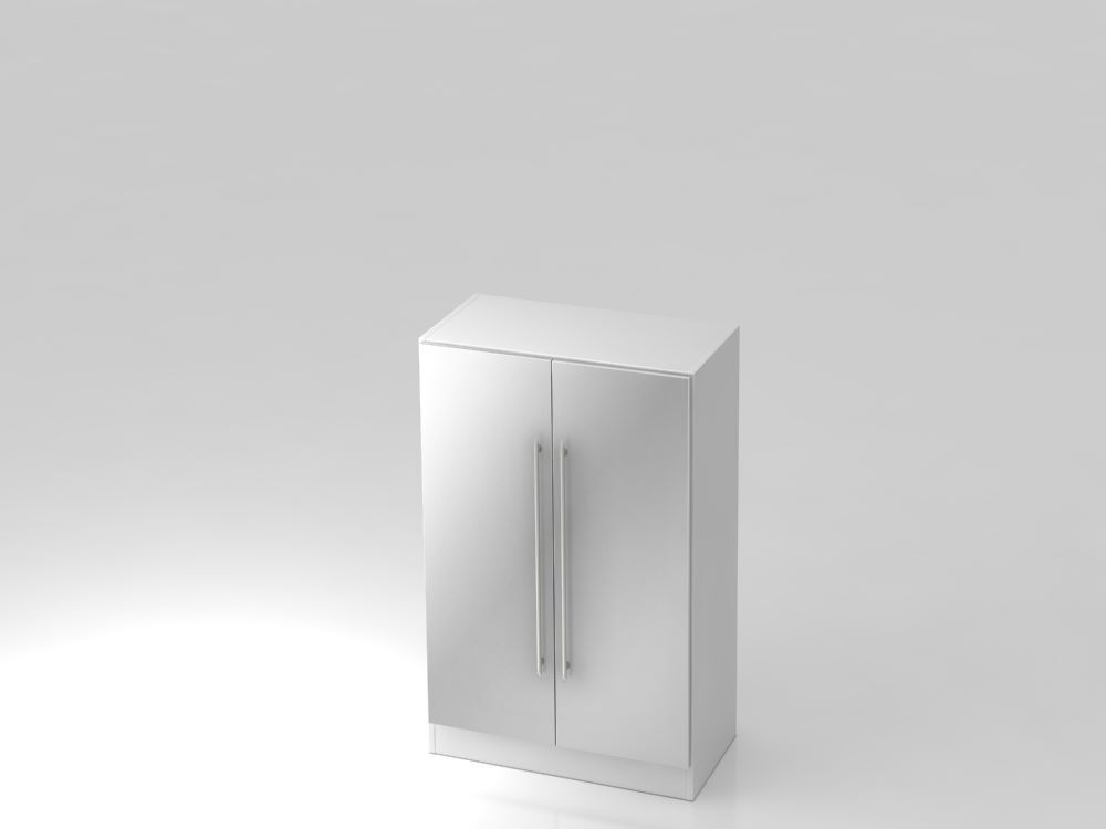 Hammerbacher Flügelschrank 3OH mit Sockelblende RE Weiß / Silber 80 x 42 x 127 cm Produktbild Hammerbacher Flügelschrank 3OH mit Sockelblende RE Weiß / Silber 80 x 42 x 127 cm