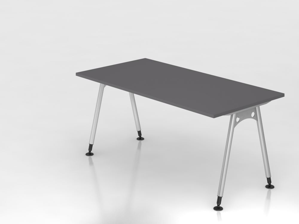 Produktbild Hammerbacher Schreibtisch A-Fuß 160x80cm Graphit/Silber