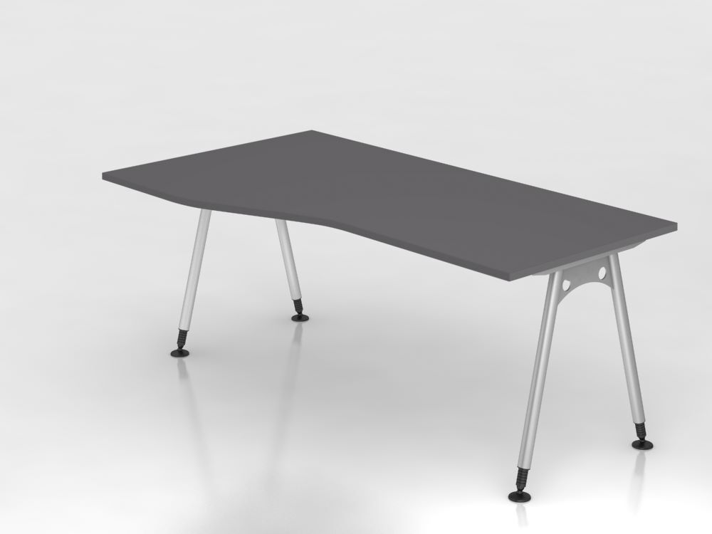 Produktbild Hammerbacher Schreibtisch A-Fuß 180x100/80cm Graphit