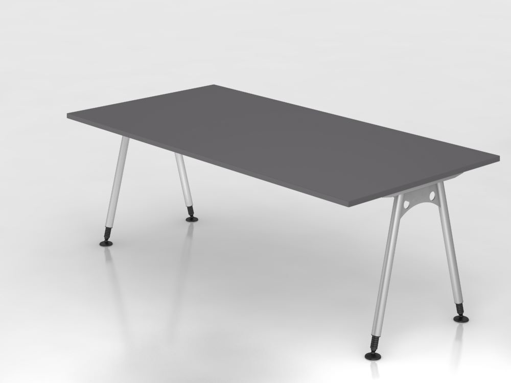 Produktbild Hammerbacher Schreibtisch A-Fuß 200x100cm Graphit/Silber