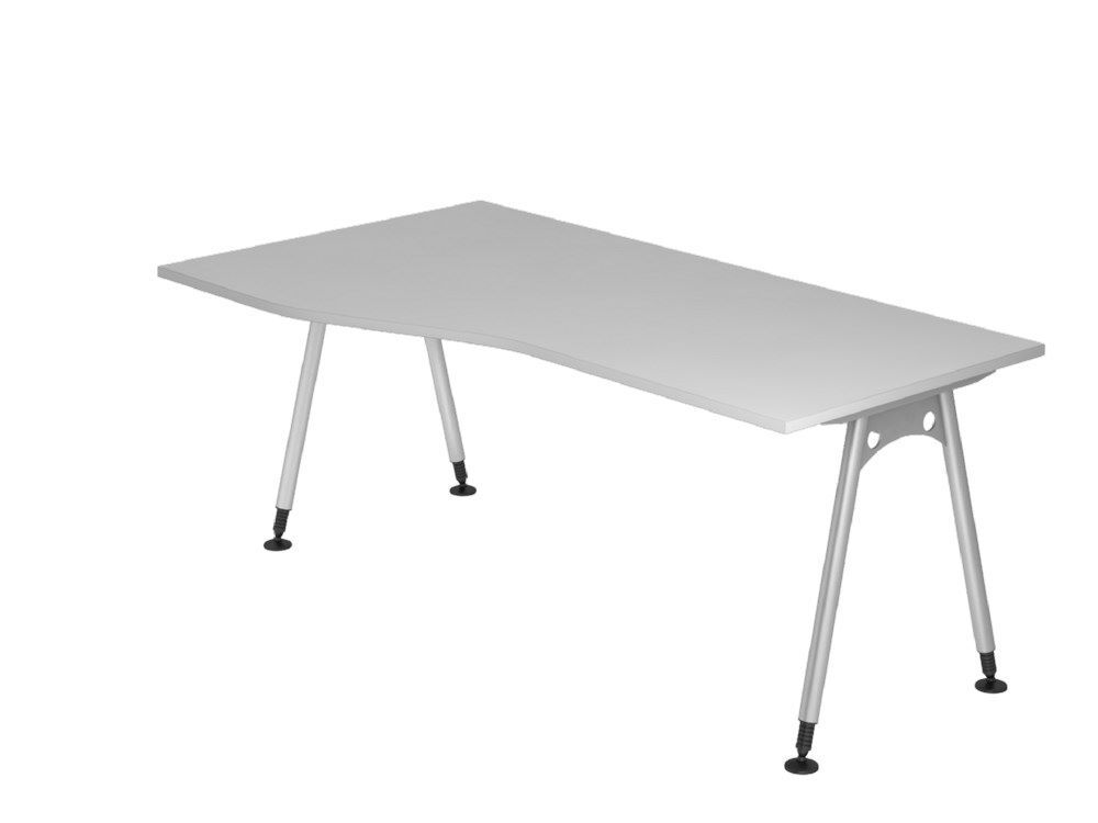 Hammerbacher Schreibtisch A-Fuß 180 x 100/80 cm in Grau Produktbild Hammerbacher Schreibtisch A-Fuß 180 x 100/80 cm in Grau