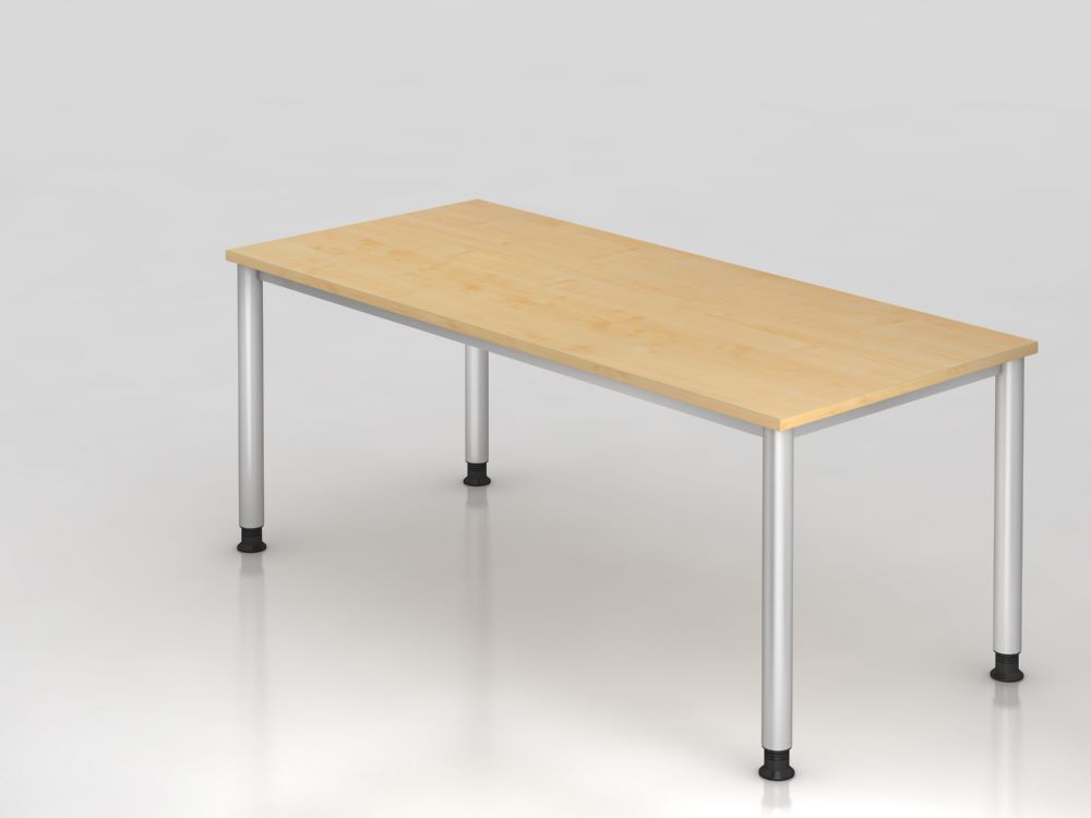 Hammerbacher Schreibtisch HS19 4 Fuß 180 x 80 cm Ahorn / Platte Silber 25 mm Produktbild Hammerbacher Schreibtisch HS19 4 Fuß 180 x 80 cm Ahorn / Platte Silber 25 mm