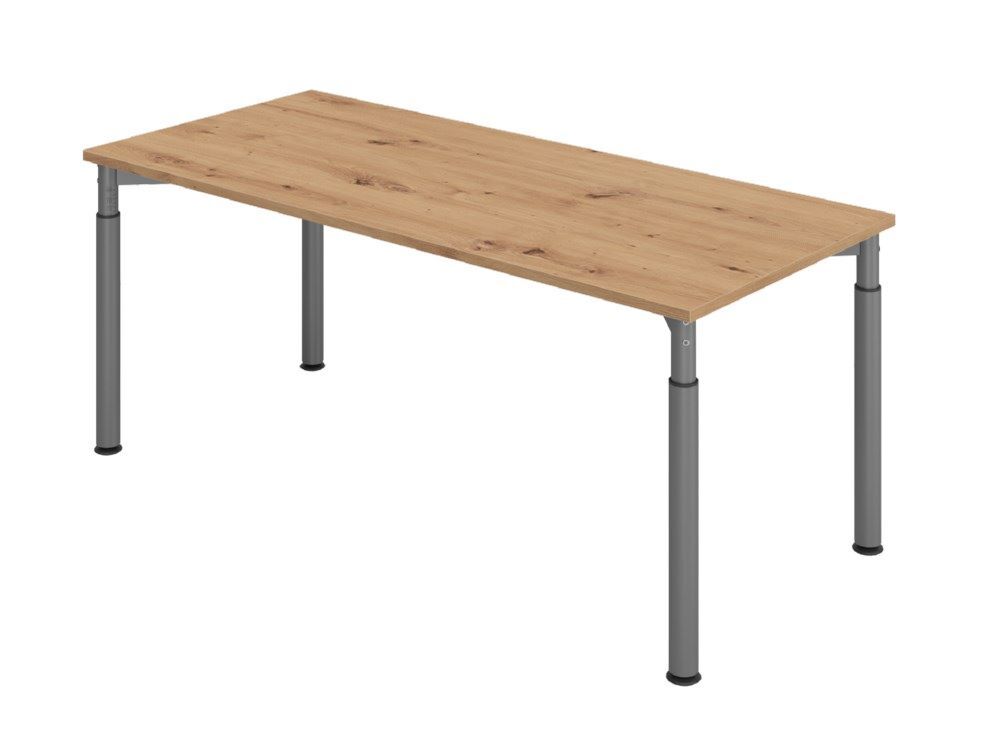 Hammerbacher YS19 Schreibtisch 4 Fuß rund 180 x 80 cm Asteiche Graphit Produktbild Hammerbacher YS19 Schreibtisch 4 Fuß rund 180 x 80 cm Asteiche Graphit