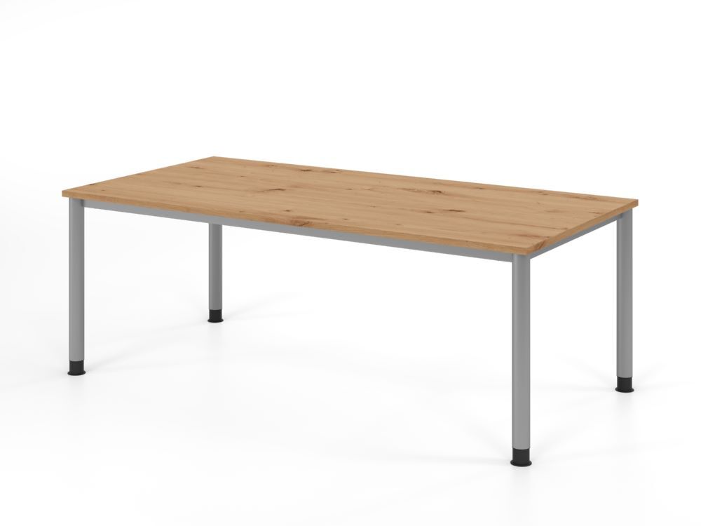 Produktbild Hammerbacher Schreibtisch 4 Fuß 200x100cm Asteiche/Silber