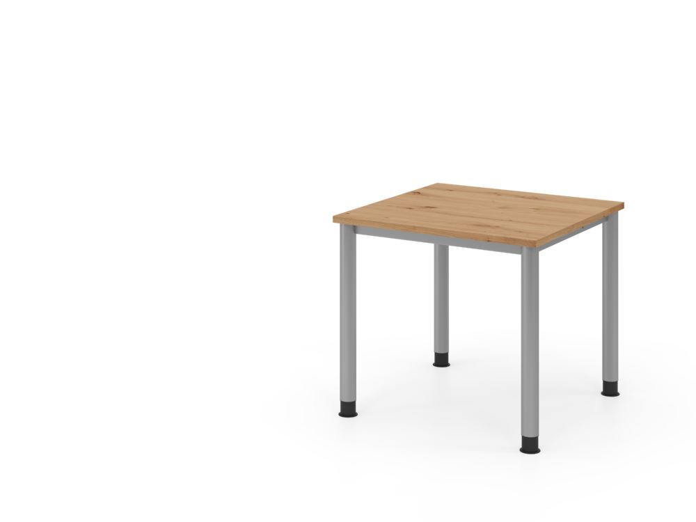 Produktbild Hammerbacher Schreibtisch 4 Fuß 80x80cm Asteiche/Silber
