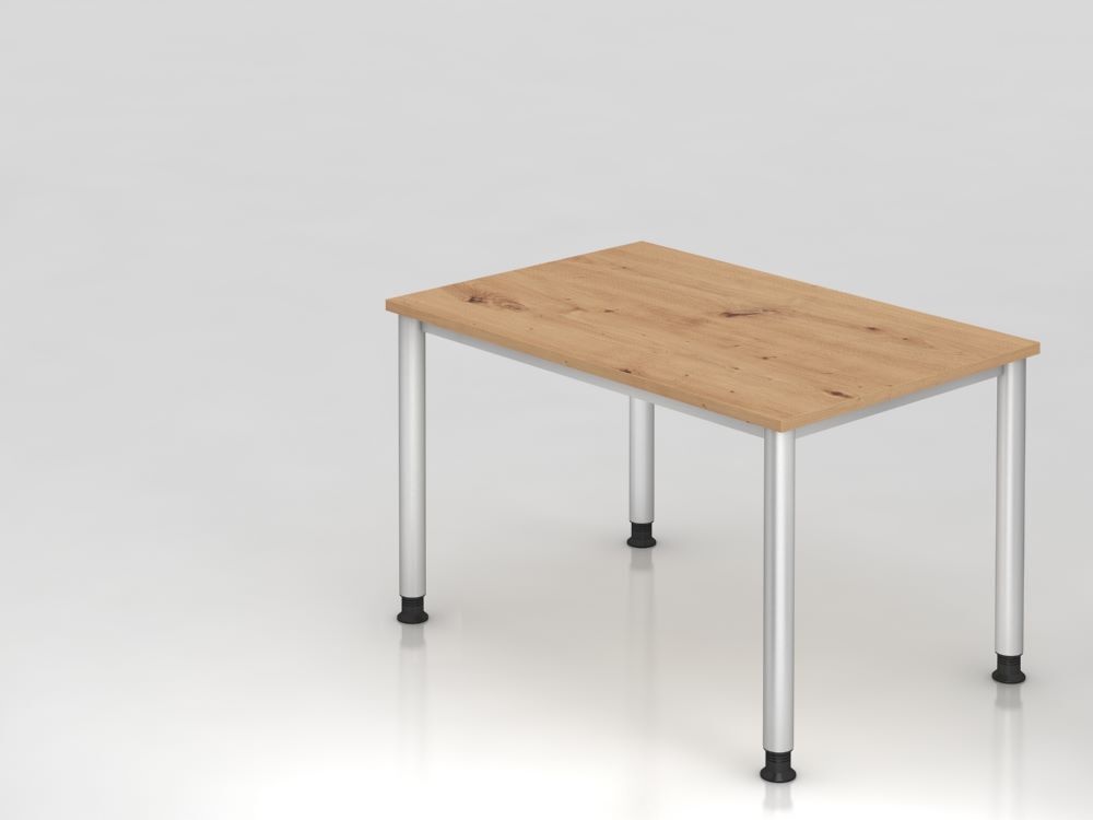 Hammerbacher Schreibtisch 120 x 80 cm Platte Asteiche 25 mm / Silber Produktbild Hammerbacher Schreibtisch 120 x 80 cm Platte Asteiche 25 mm / Silber