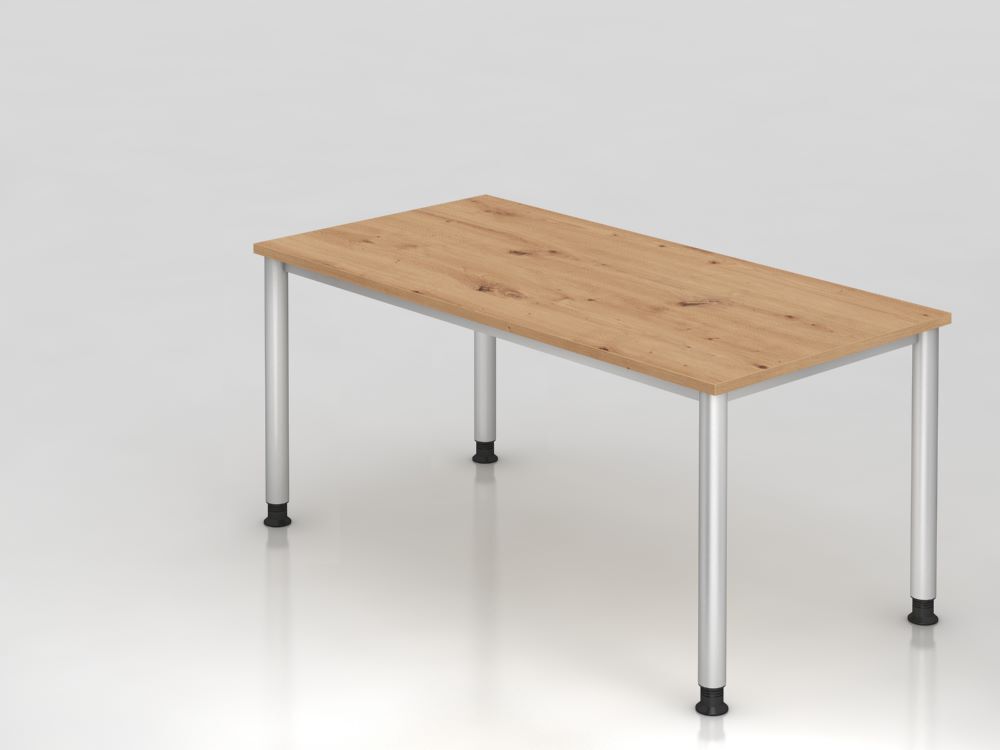 Hammerbacher Schreibtisch 4 Fuß Silber 160 x 80 cm Asteiche Platte 25 mm Produktbild Hammerbacher Schreibtisch 4 Fuß Silber 160 x 80 cm Asteiche Platte 25 mm