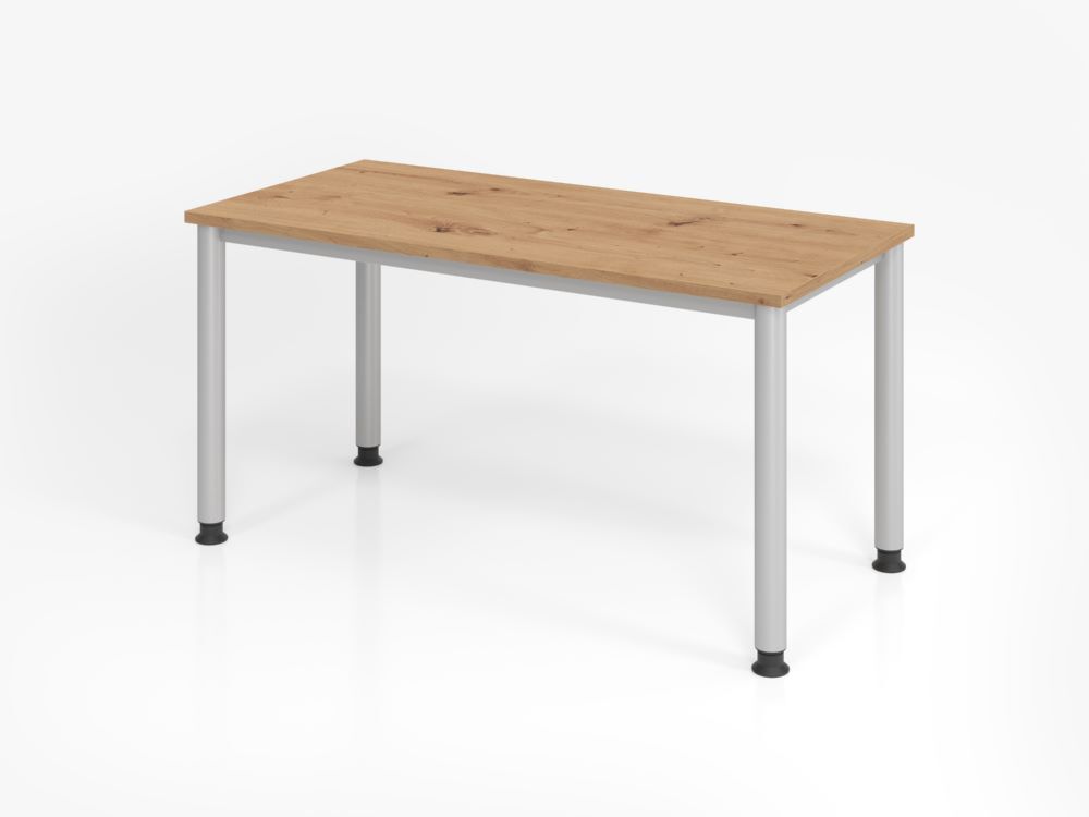 Hammerbacher Schreibtisch HS614 140 x 67 cm Asteiche / Silber Produktbild Hammerbacher Schreibtisch HS614 140 x 67 cm Asteiche / Silber