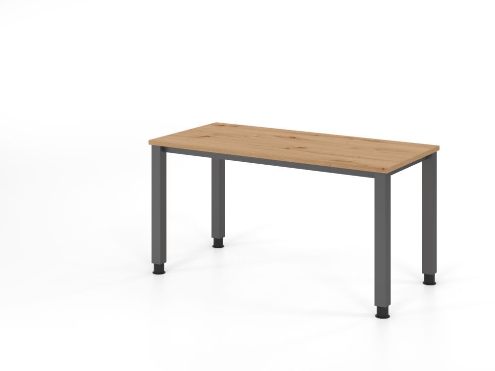 Produktbild Hammerbacher Schreibtisch 4 Fuß140x67cm Asteiche/silber