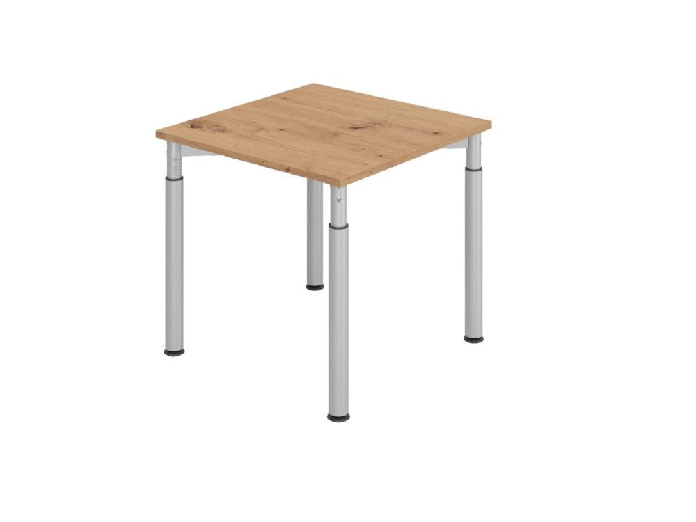 Hammerbacher Schreibtisch 4 Fuß-rund 80 x 80 cm Asteiche Silber Produktbild Hammerbacher Schreibtisch 4 Fuß-rund 80 x 80 cm Asteiche Silber