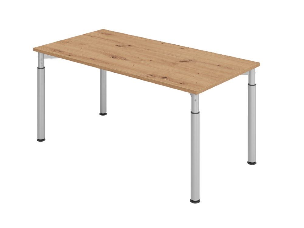 Hammerbacher Schreibtisch YS16 4 Fuß rund 160 x 80 cm Asteiche Silber Produktbild Hammerbacher Schreibtisch YS16 4 Fuß rund 160 x 80 cm Asteiche Silber