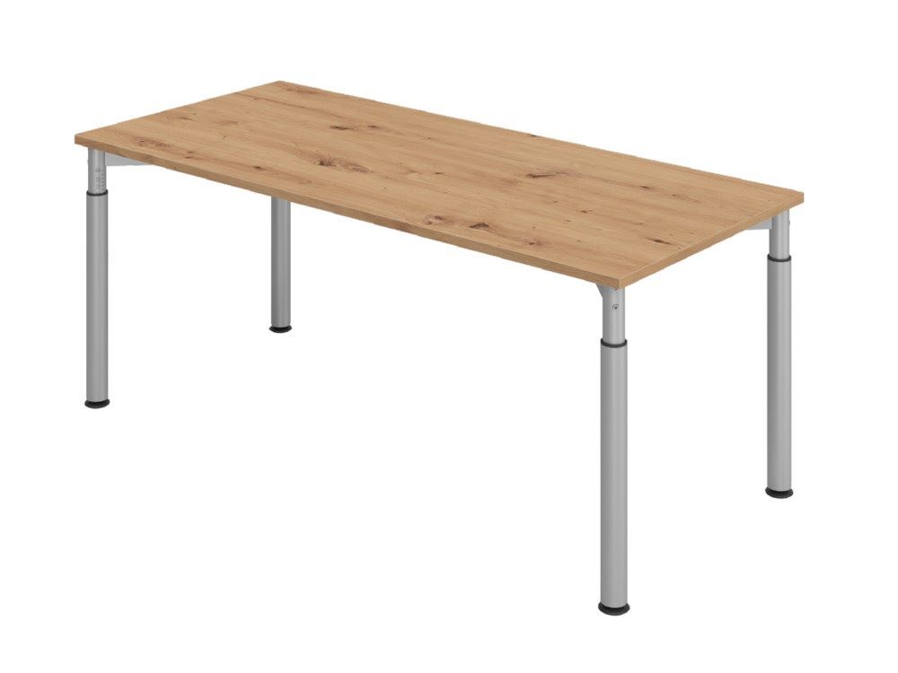 Hammerbacher Schreibtisch YS19 4 Fuß rund 180 x 80 cm Asteiche Silber Produktbild Hammerbacher Schreibtisch YS19 4 Fuß rund 180 x 80 cm Asteiche Silber