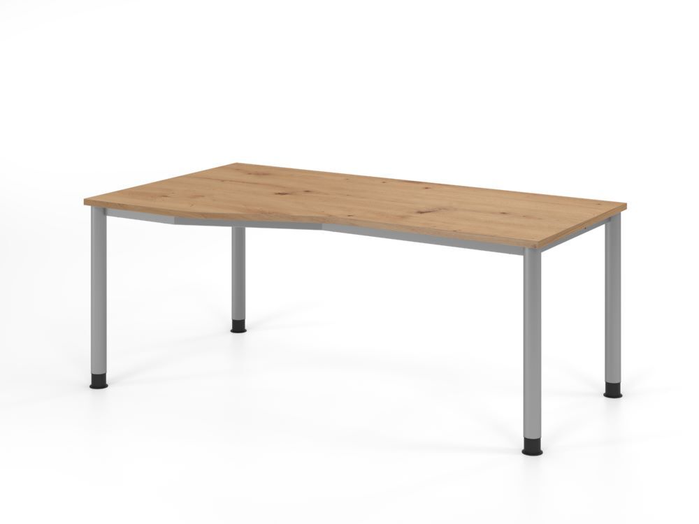 Produktbild Hammerbacher Schreibtisch 4 Fuß 180x100/80cm Asteiche/Silber