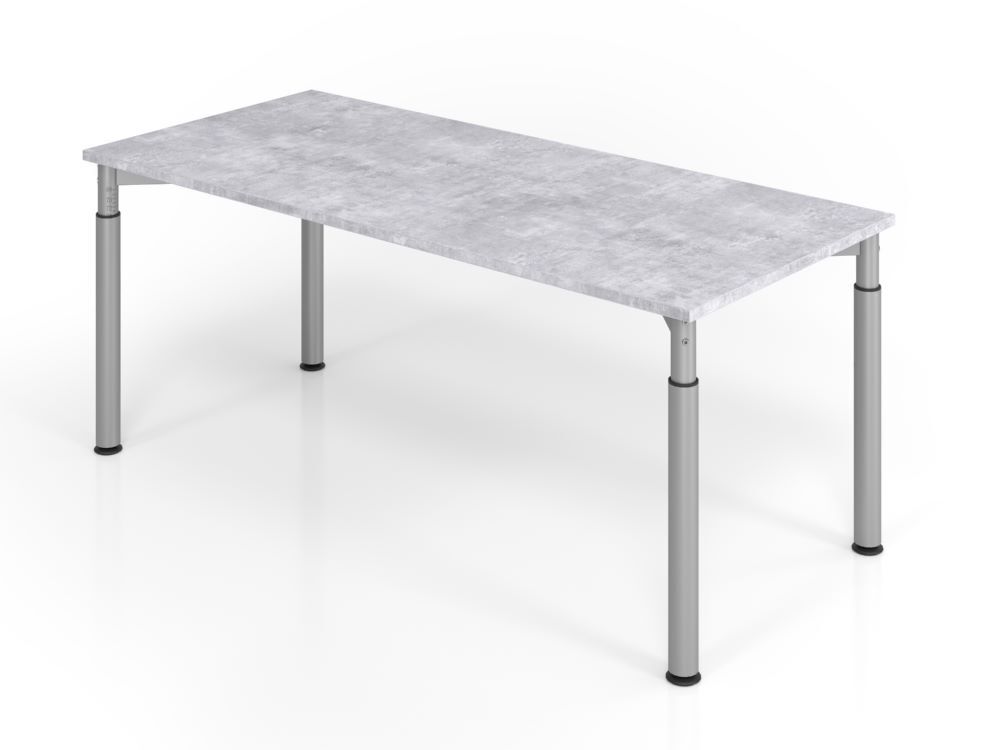 Hammerbacher Schreibtisch YS19 4 Fuß 180 x 80 cm Beton / Silber Arbeitshöhe 68 - 82 cm Produktbild Hammerbacher Schreibtisch YS19 4 Fuß 180 x 80 cm Beton / Silber Arbeitshöhe 68 - 82 cm