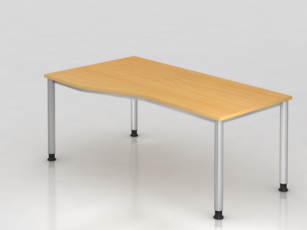 Hammerbacher Schreibtisch 4-Fuß-Gestell in Silber 180 x 100 / 80 cm Buche Produktbild Hammerbacher Schreibtisch 4-Fuß-Gestell in Silber 180 x 100 / 80 cm Buche