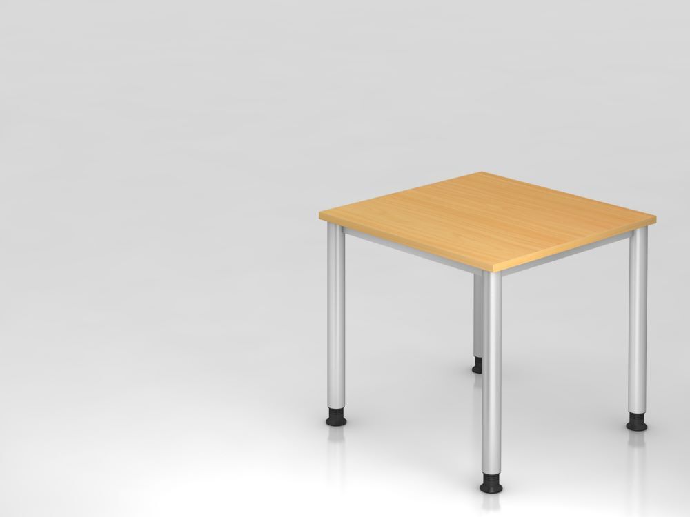 Hammerbacher Schreibtisch 4 Fuß 80 x 80 cm Buche / Silber Arbeitshöhe 68,5 - 81 cm Produktbild Hammerbacher Schreibtisch 4 Fuß 80 x 80 cm Buche / Silber Arbeitshöhe 68,5 - 81 cm