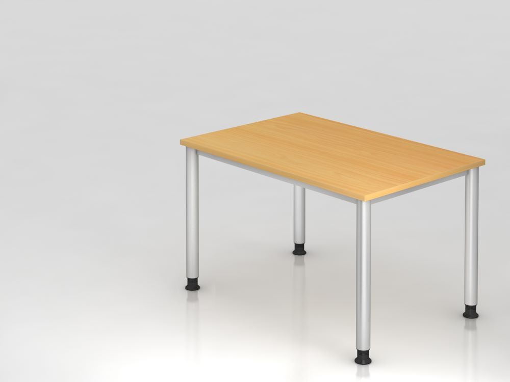 Hammerbacher Schreibtisch 120 x 80 cm Buche 4-Fuß-Gestell in Silber Produktbild Hammerbacher Schreibtisch 120 x 80 cm Buche 4-Fuß-Gestell in Silber
